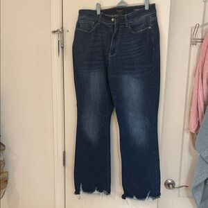 Judy blue bootcut dark washed jeans 16W, frayed hems
